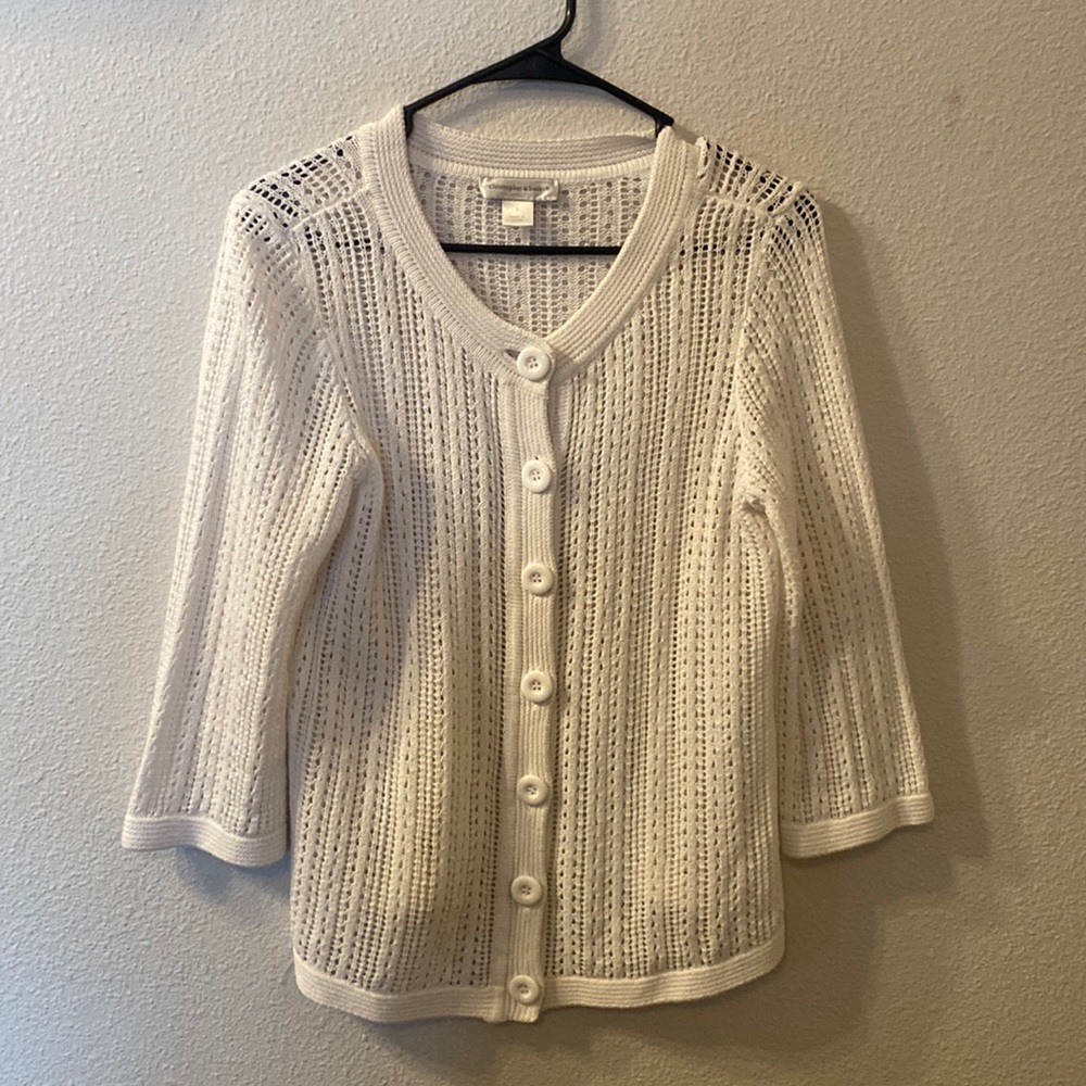 Christopher and Banks white knitted cardigan size small